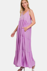 Zenana Frill Tiered V-Neck Maxi Cami Dress – Elegant Women's Eveningwear